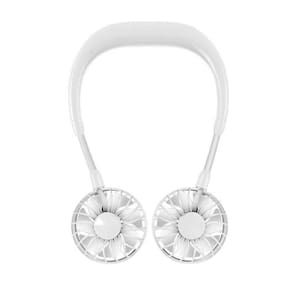 Ventilador Pendurar Pescoço USB Mini Portatil Bateria Esporte Lazer Branco