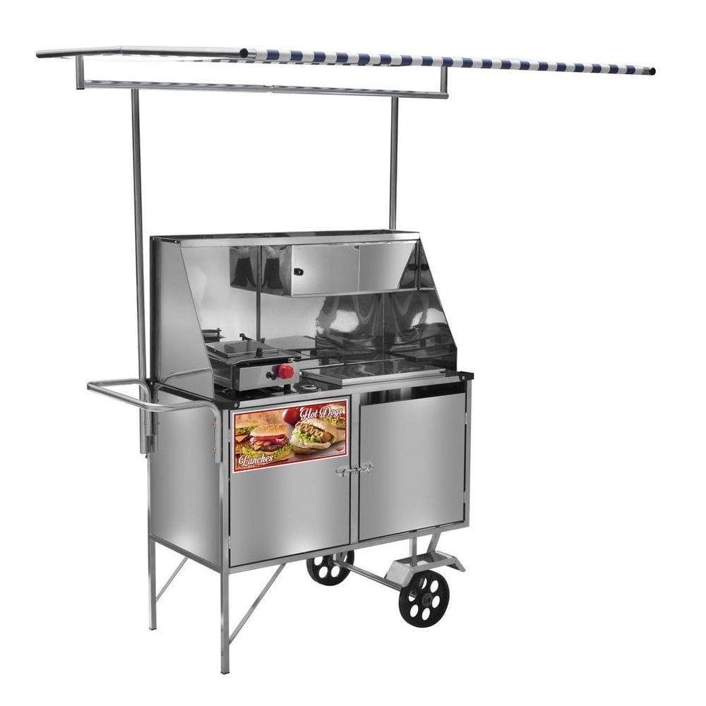 Carrinho de Hot Dog + Lanche Luxo com Rodas Maciças e Toldo - Cefaz