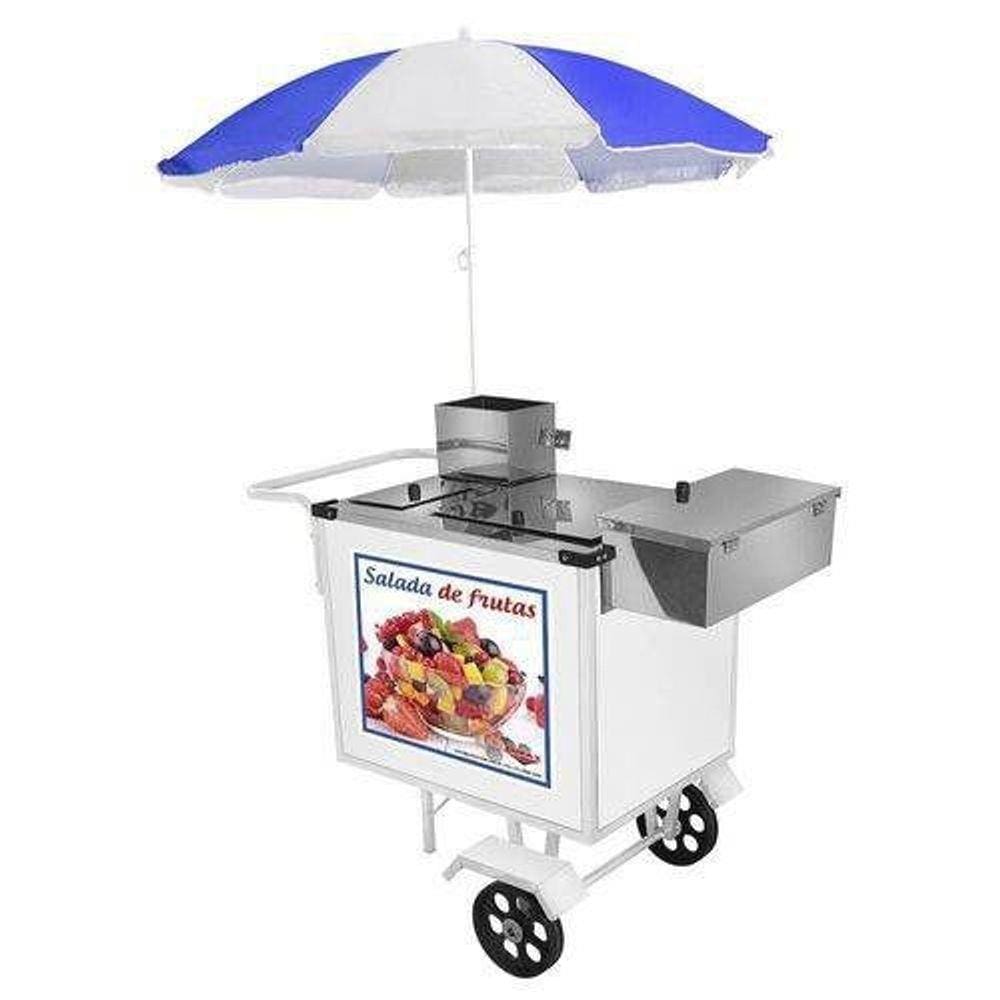 Carrinho de Salada de Frutas Luxo com Rodas Maciças e Guarda Sol - Cefaz
