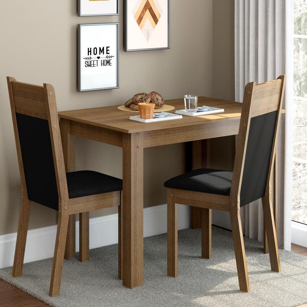 Conjunto Sala de Jantar Madesa Lola Mesa Tampo de Madeira com 2 Cadeiras