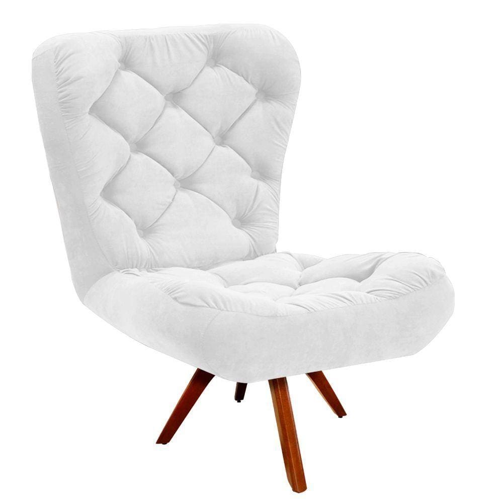 Poltrona Decorativa Botonê Iris Suede com Base Giratória Madeira