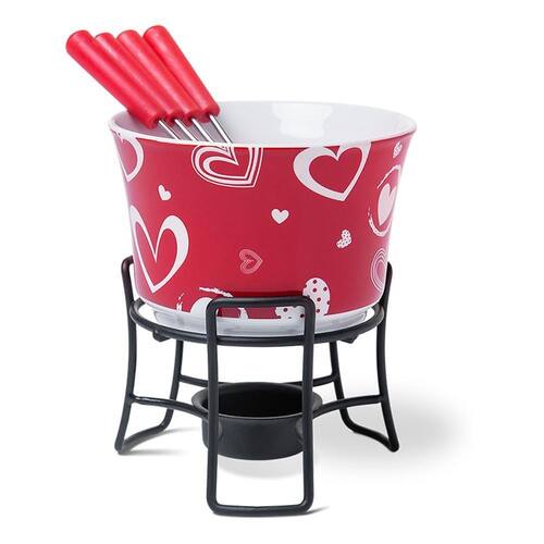 Conjunto para Fondue Brinox 6 peças Recipiente em Cerâmica Vermelho Decorado Menor preço em Conjunto para Fondue Brinox 6 peças Recipiente em Cerâmica Vermelho Decorado