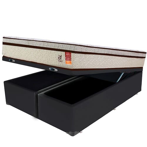 Cama Box Baú King + Colchão Molas Ensacadas BF Colchões 193x203x64cm Menor preço em Cama Box Baú King + Colchão Molas Ensacadas BF Colchões 193x203x64cm