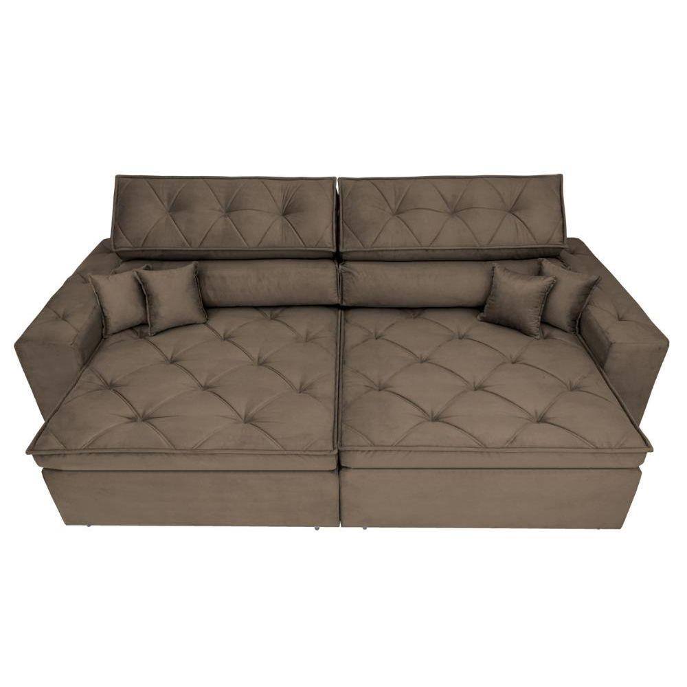 Sofá Cama InBox Austin 2,22m Retrátil Reclinável com Molas no Assento e Almofadas Tecido Suede