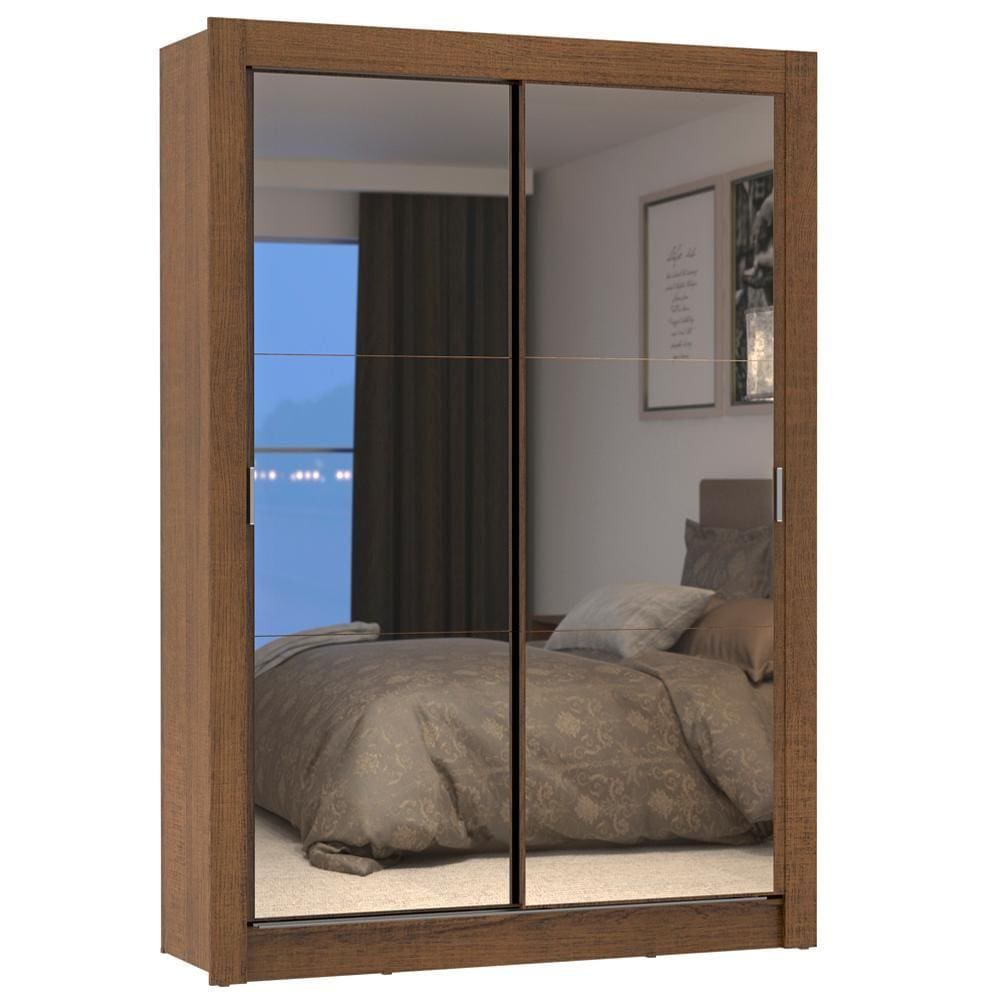 Guarda-Roupa Solteiro Madesa Dallas Plus 2 Portas de Correr de Espelho 4 Gavetas