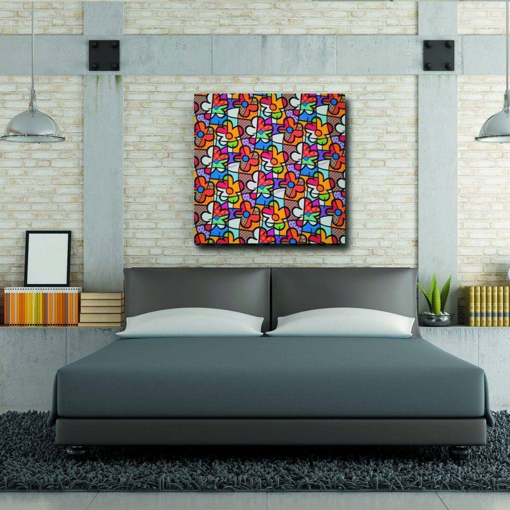 Tecido Romero Britto Flor Sofa Decoracao Impermeavel Branyl | Black ...