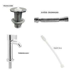 Kit de Torneira AA03, Sifao, Engate 50 cm e Valvula ABS
