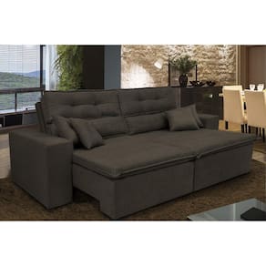 Sofá Cairo 1,82m Retrátil, Reclinável Tecido Suede Café