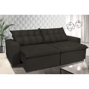 Sofá Retrátil e Reclinavel Oklahoma 2,72 Mts Com Molas e Pillow no Assento Tecido Suede Café - Cama InBox