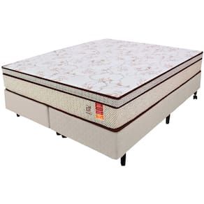 Cama Box King Colchão Molas Ensacadas + Box Microfibra Bege Bf Colchões 193x203x57cm