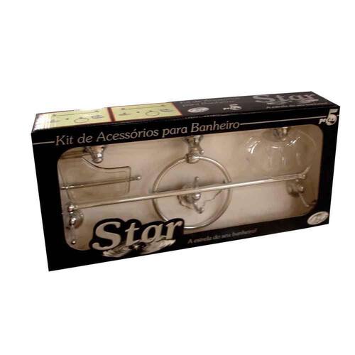 Kit de acessórios para banheiro 5 peças Star cristal Aquaplás Aquaplás Menor preço em Kit de acessórios para banheiro 5 peças Star cristal Aquaplás Aquaplás