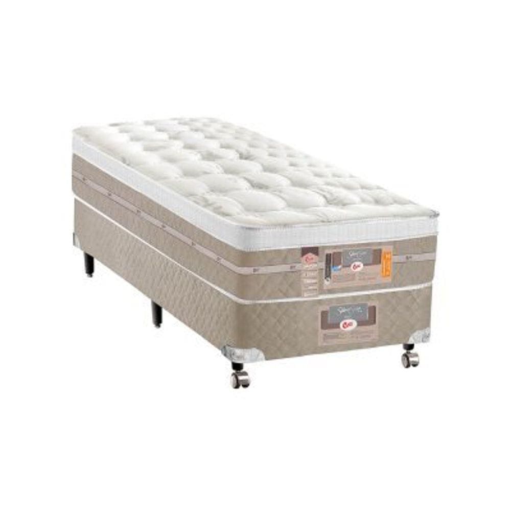 Cama Box + Colchão Castor Solteiro Molas Pocket Silver Star AIR One Face 120x203x72cm