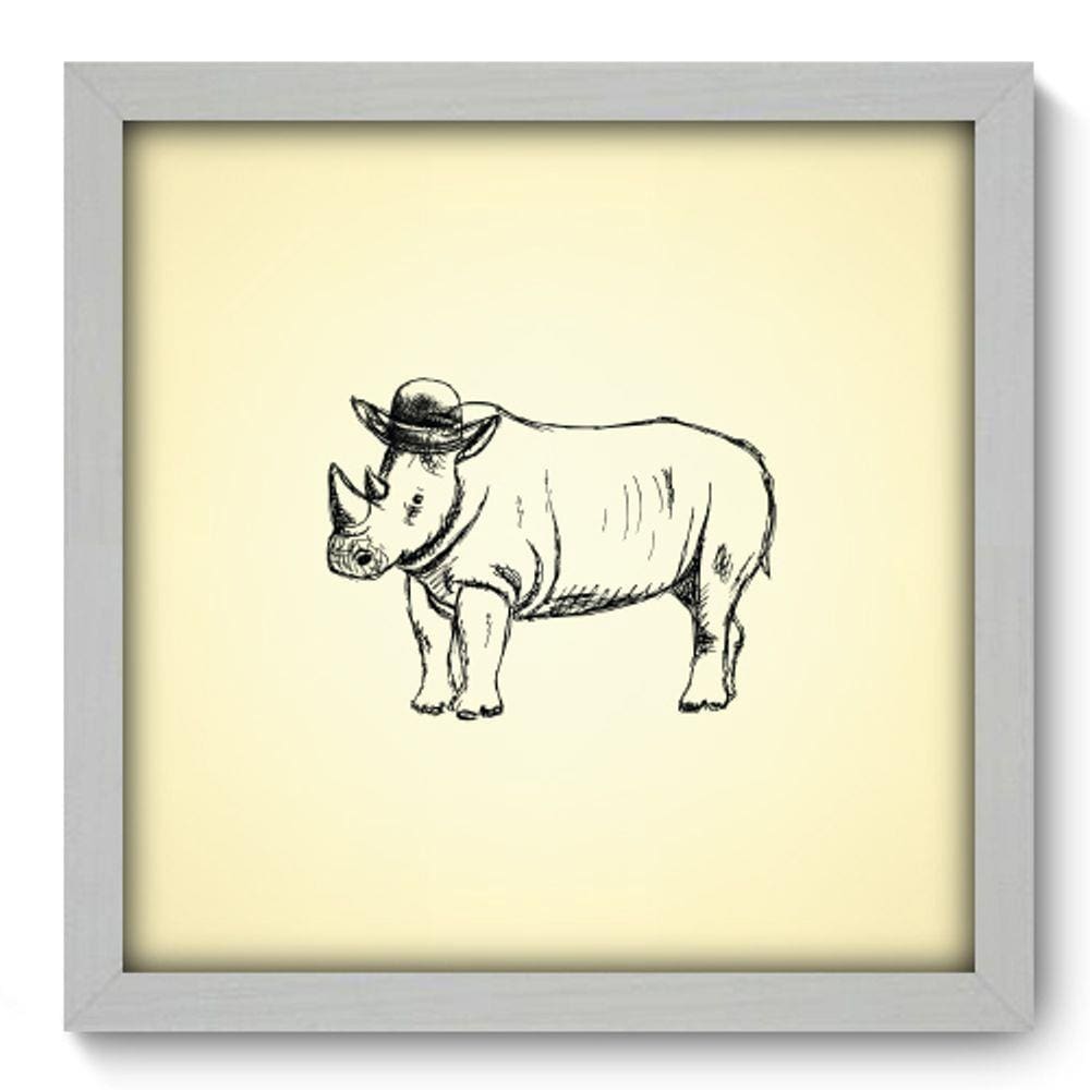 Quadro Decorativo - Rinoceronte - 33cm x 33cm - 060