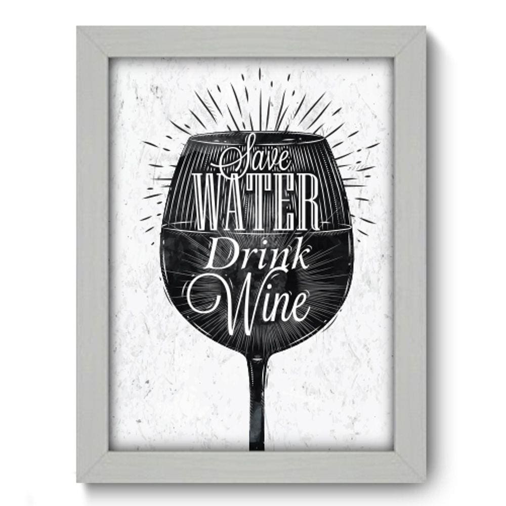 Quadro Decorativo - Save Water - 19cm x 25cm - 040qdrb
