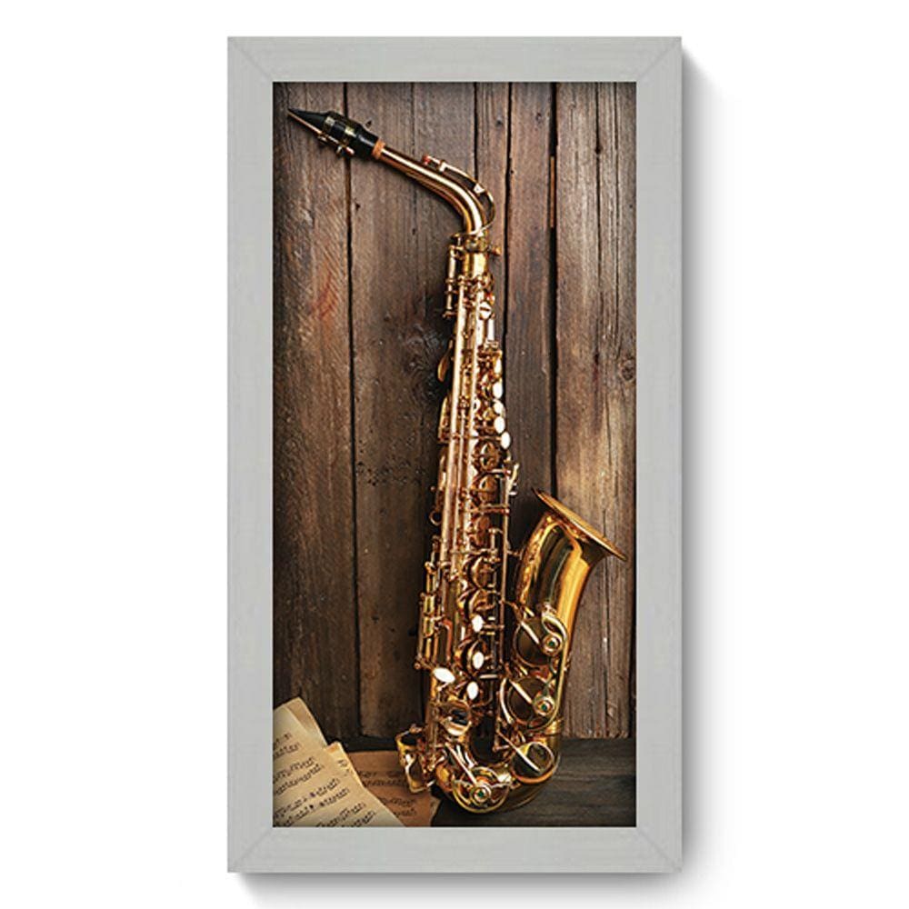 Quadro Decorativo - Saxofone - 19cm x 34cm - 039qdgb
