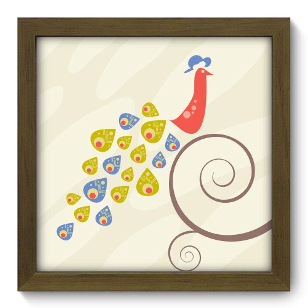 Quadro Decorativo - Pavão - 22cm x 22cm - 025