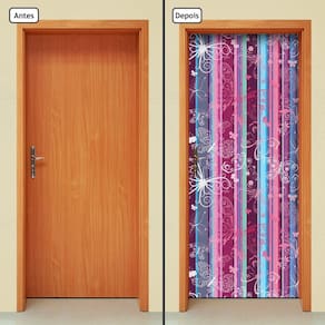 Adesivo Decorativo de Porta - Borboletas - Listras - 258cnpt