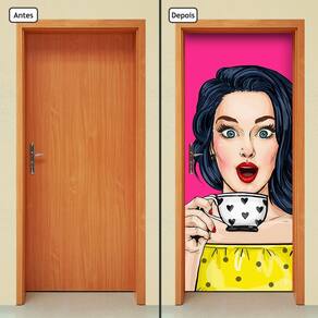 Adesivo Decorativo de Porta - Pin-up - Café - 1950cnpt