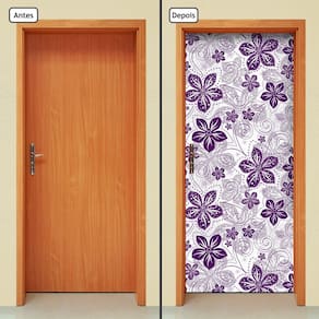Adesivo Decorativo de Porta - Flores - 1349cnpt