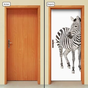Adesivo Decorativo de Porta - Zebra - Animais - 085cnpt