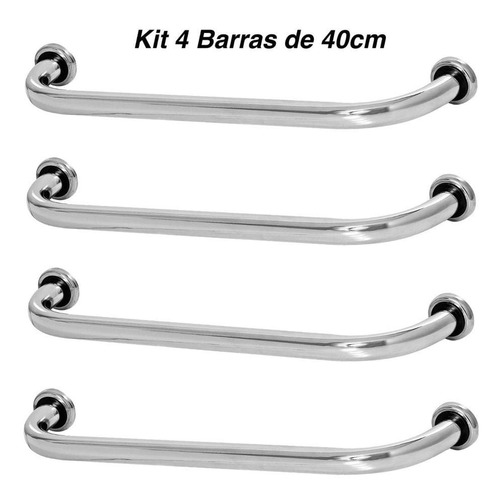 Kit 4 Barras De Apoio 40cm De Idoso Para Banheiro