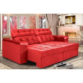 Sofá New Itália 2,72 Mts Retrátil e Reclinável Tecido Suede - Cama InBox