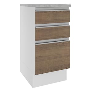 Balcão Madesa Glamy 40 cm 3 Gavetas - Branco/Rustic