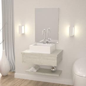 Conjunto para Banheiro Gabinete com Cuba Q35 e Prateleira 605W Metrópole Compace Snow