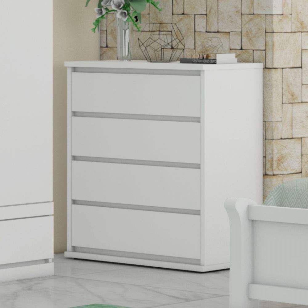Cômoda 4 Gavetas Branca Paris Bianchi Móveis - Branco