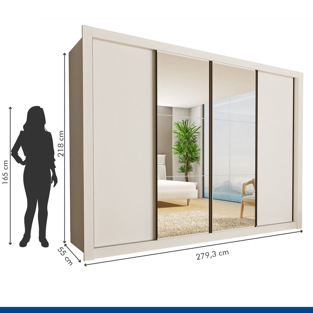 Guarda Roupa Casal com 6 Espelhos 4 Portas Firenze | Casas Bahia
