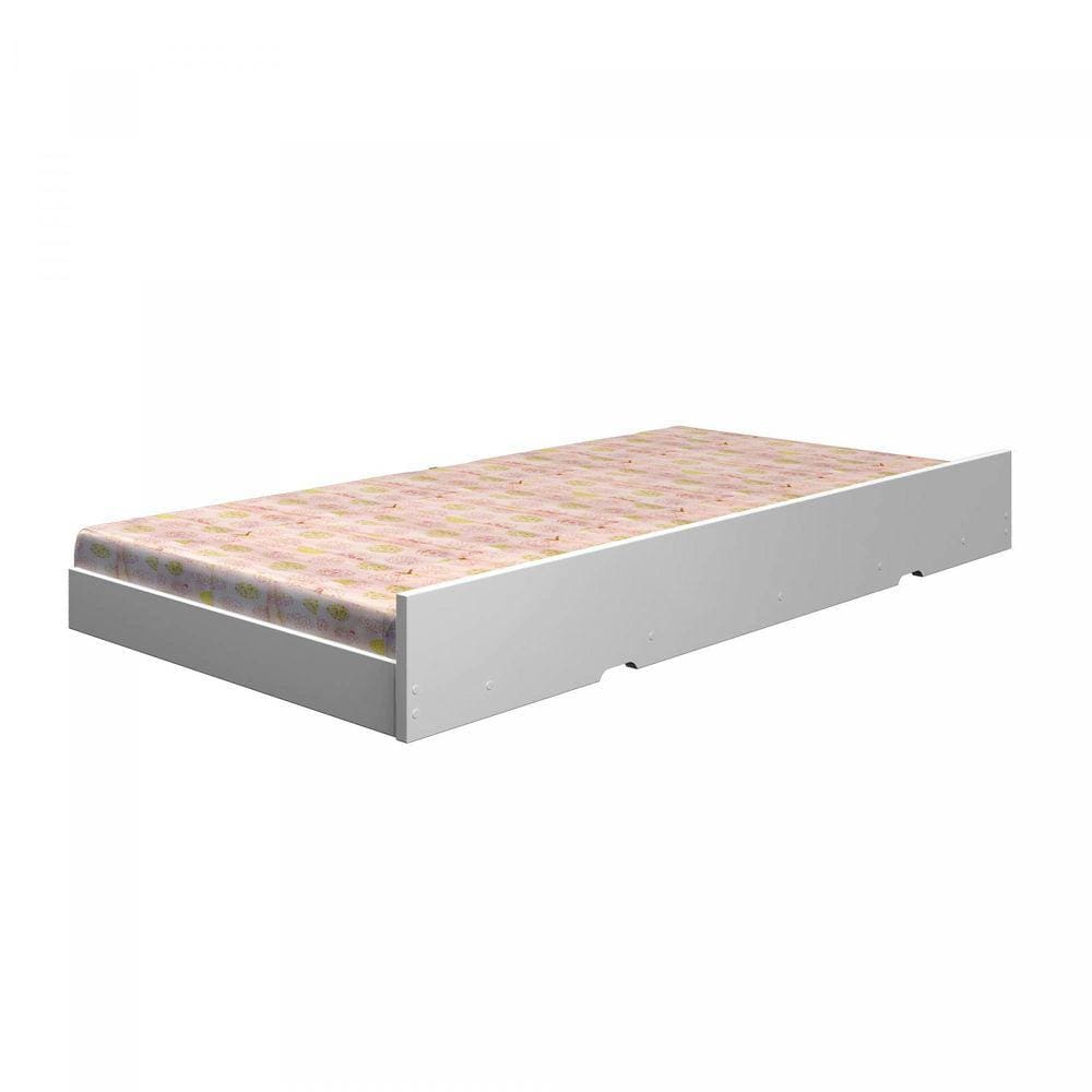 Cama Auxiliar 100% MDF Solteiro 23cmx188cmx88cm Branco Acetinado