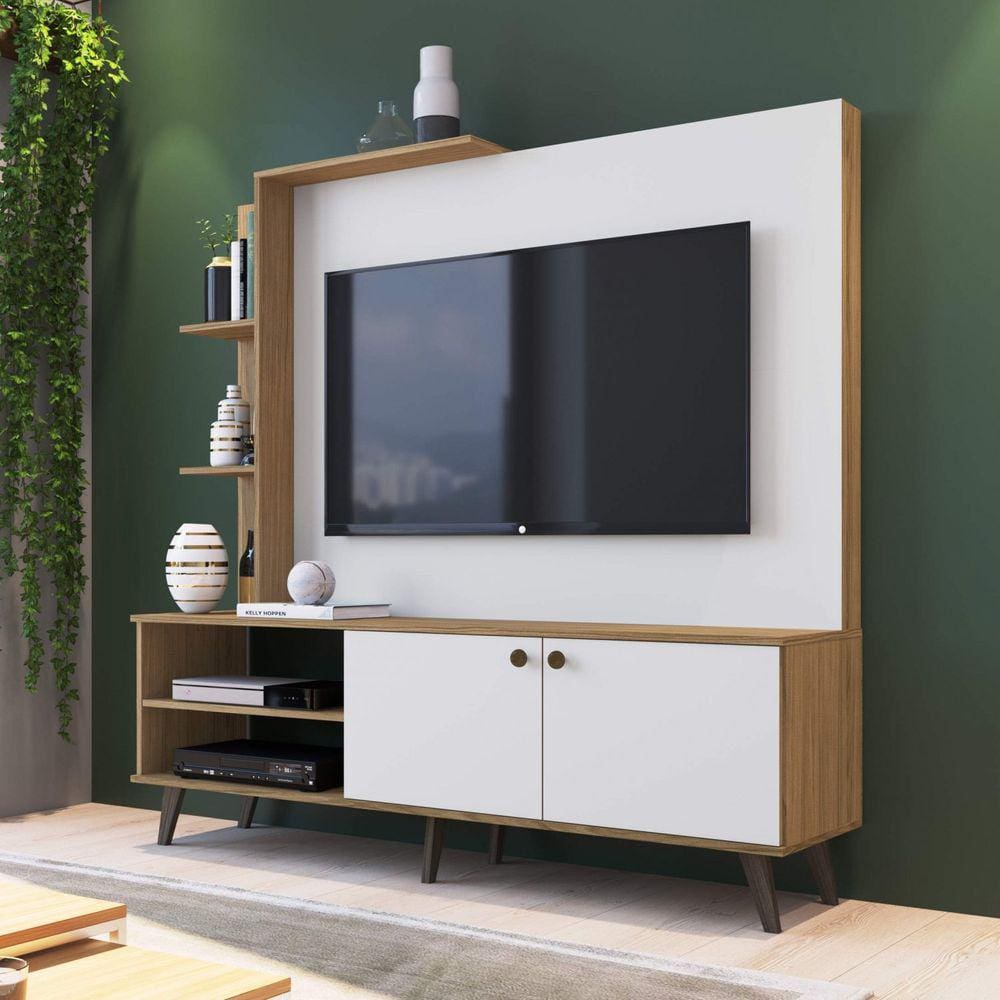Estante Home para TV até 50 Polegadas 2 Portas Lov-It Retrô ES530 Decibal Naturalle Branco Off