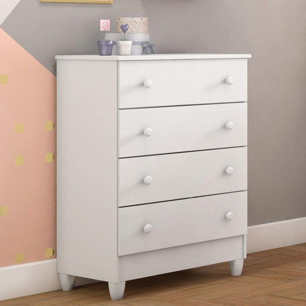 Cômoda Infantil 4 Gavetas Ariel Carolina Baby Branco