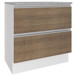 Balcão Madesa Glamy 80 cm 2 Gavetas - Branco/Rustic