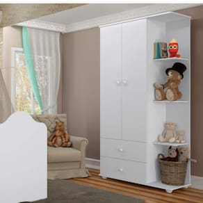 Guarda Roupa Infantil com Cantoneira 2 Portas 2 Gavetas Móveis Percasa Branco