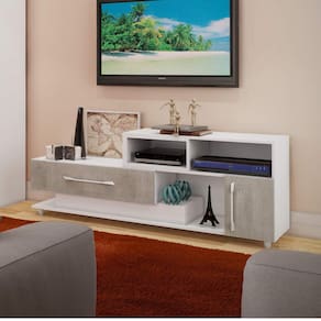 Rack para TV até 45 Polegadas 1 Gaveta 1 Porta Móveis Percasa Branco/Narita
