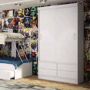 Guarda Roupa Solteiro 2 Portas 4 Gavetas 1450 Móveis Percasa Branco