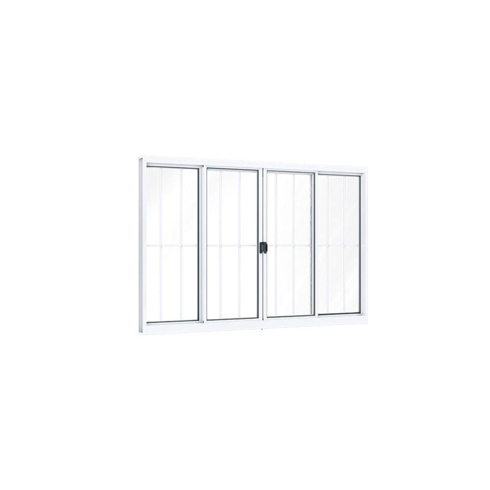 Janela de Correr Alumínio 4 Folhas com Grade Riobras 100cm x 120cm Branco