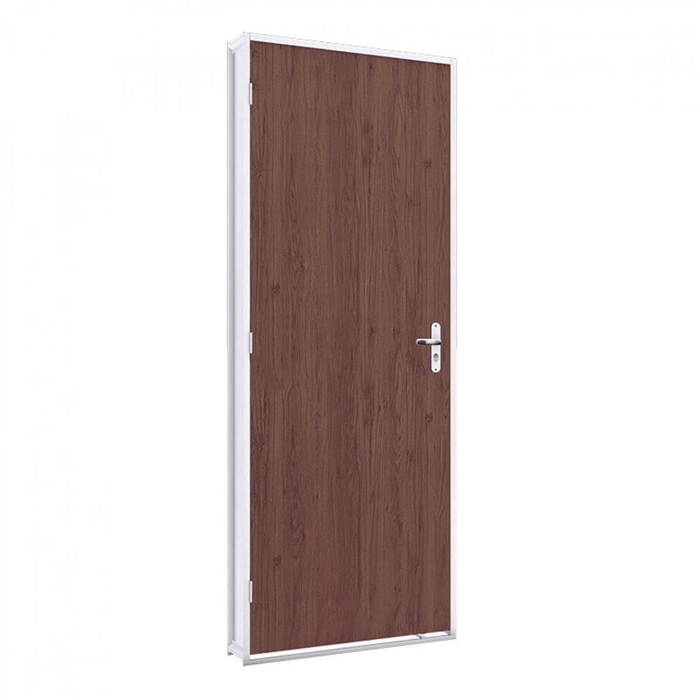 Porta de Giro com Batente em Aço e Folha Tabaco Riobras Pronta 215cmx75cm Branco