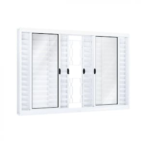 Janela de Correr Aço Veneziana 6 Folhas com Grade Mosaico Riobras 120cmx150cm Branco