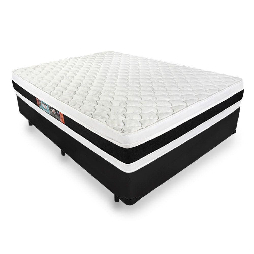 Cama Box Casal + Colchão De Espuma D45 - Castor - Black White Double Face - 138x188x62cm
