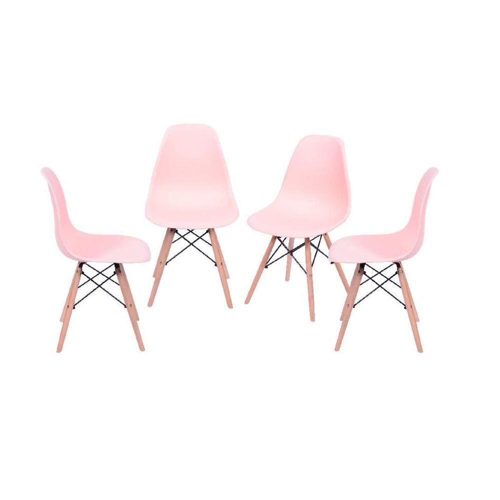 Conjunto 4 Cadeiras Eames DKR Base Madeira OR Design Salmão