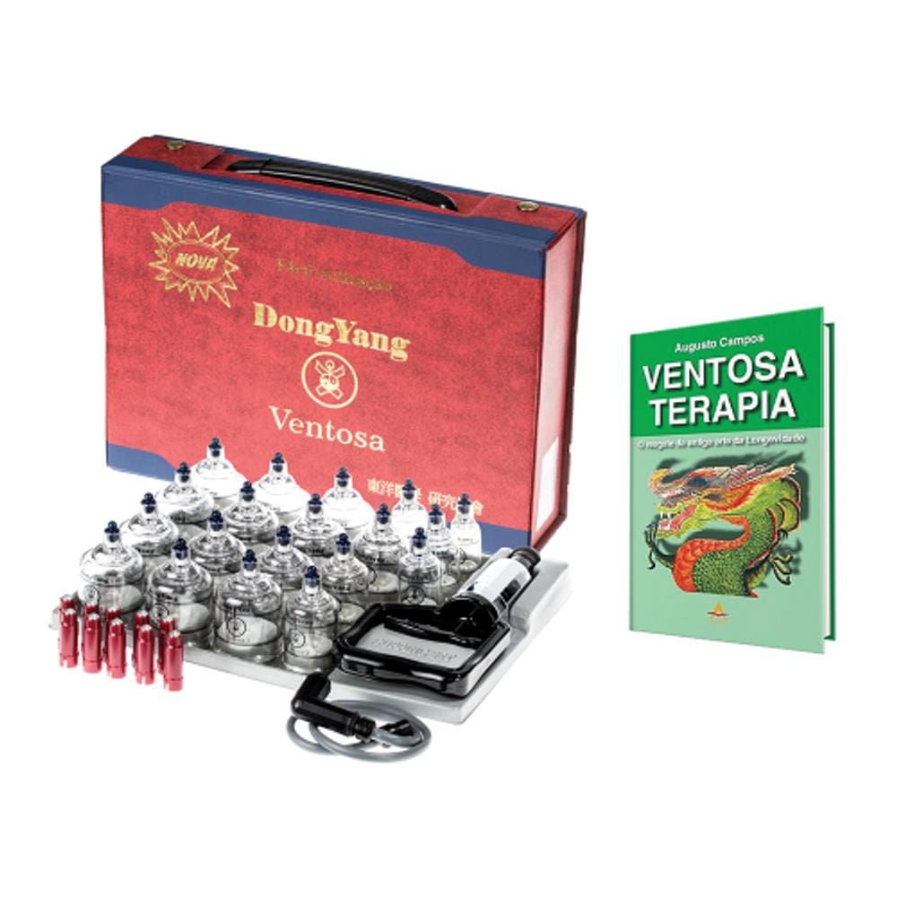 Kit de Ventosa 19 Copos Dong Yang com livro de Ventosa terapia