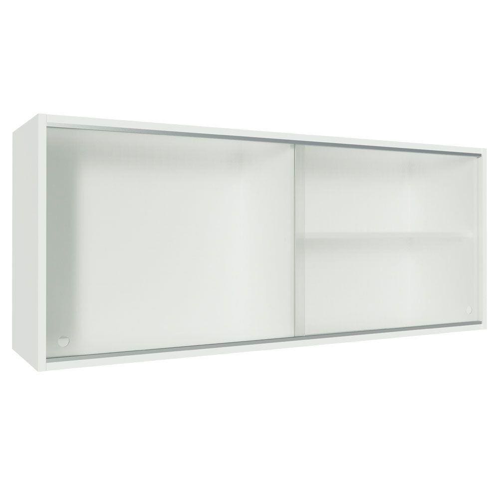 Armário Aéreo Madesa Acordes 100% MDF 2 Portas de Correr de Vidro - Branco