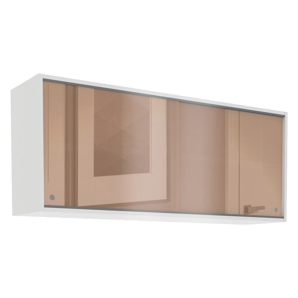 Armário Aéreo Madesa Acordes 100% MDF 2 Portas de Correr de Vidro Reflex - Branco