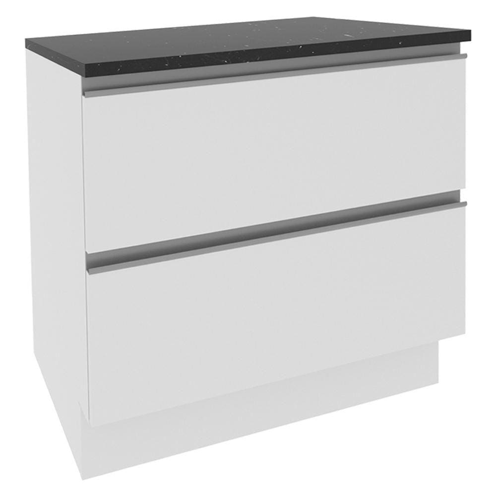 Balcão Madesa Acordes 100% MDF 80 cm - 2 Gavetas Frentes Branco Brilho