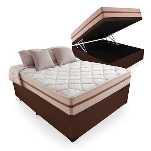 Cama Box Com Baú Viúva + Colchão De Molas Ensacadas - Anjos - Classic - 128x188x64cm Menor preço em Cama Box Com Baú Viúva + Colchão De Molas Ensacadas - Anjos - Classic - 128x188x64cm