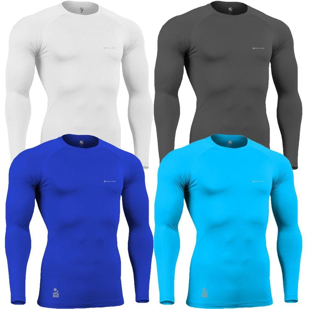 Kit C/ 4 Camisas de Compressão Térmica Stigli Pro Proteção Solar FPU50+ Manga Longa Poliamida