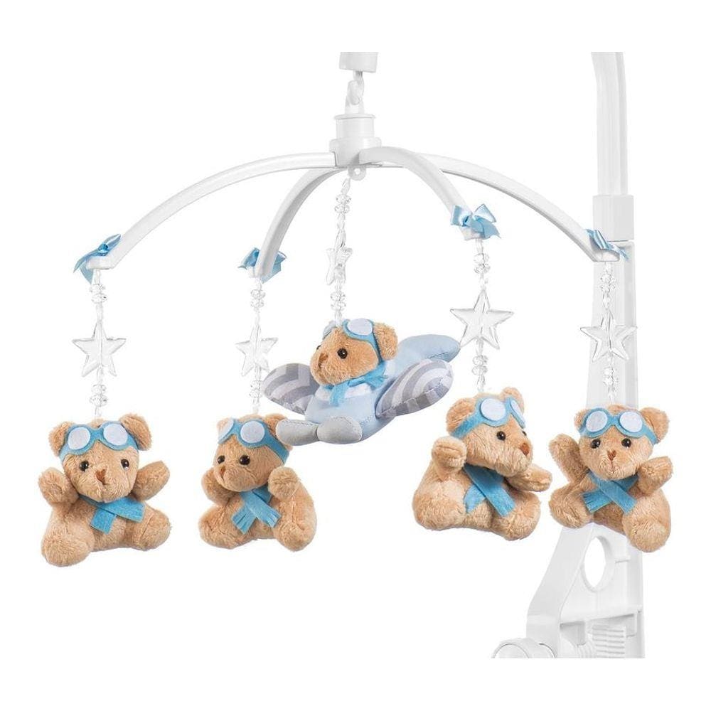 Móbile para berço musical e giratório Urso Aviador Bebê