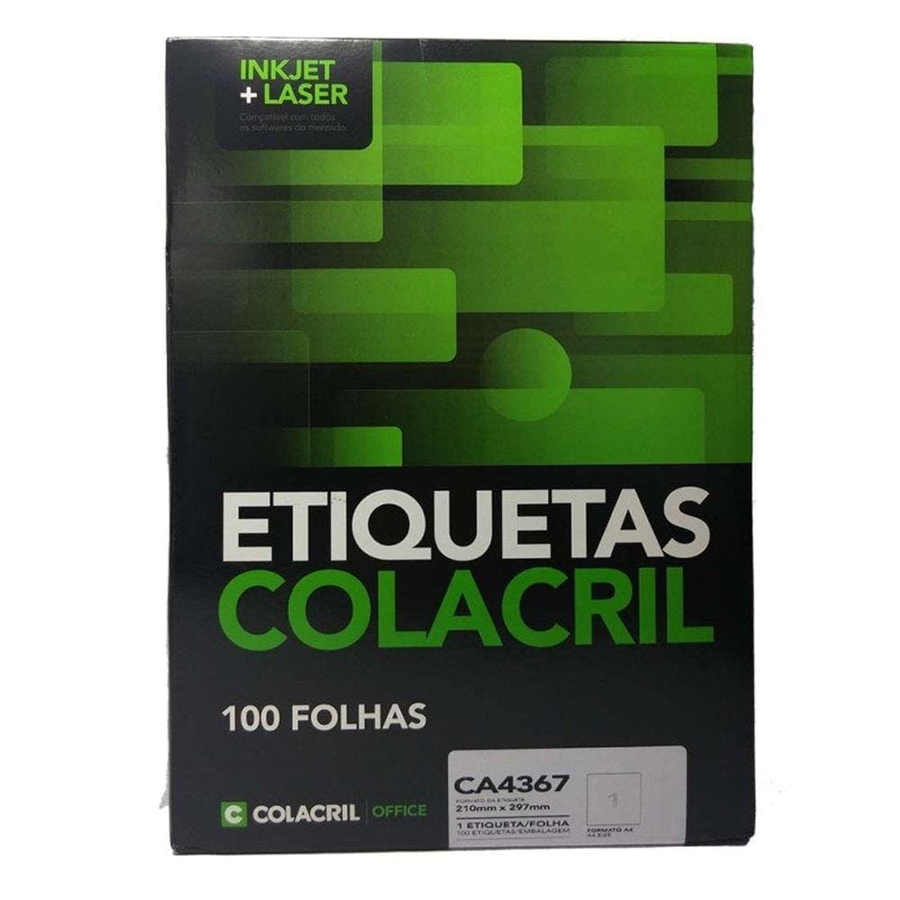 Etiqueta A4 CA4367 210x297mm Colacril 100 Folhas